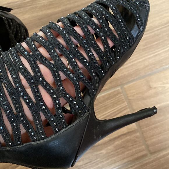 Zigisoho- Black sparkle rhinestone lattice heels- Womens size 8.5 - Picture 7 of 12